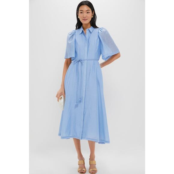 HYACINTH HOUSE Powder Blue Cindy Midi Dress Size M NWT Retail $198 Tuckernuck - Picture 6 of 7